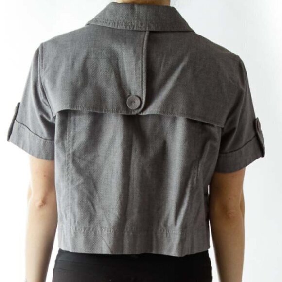 LOFT Gray Cropped Buttoned Jacket - Picture 2 of 3